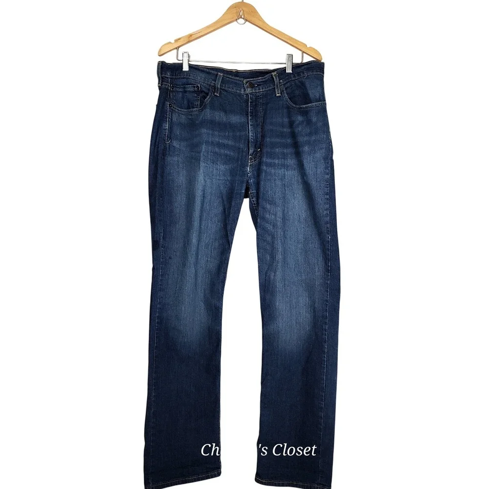 Levis 514 Straight Fit Jeans Mens 36x32 Stretch Dark Wash Blue Classic